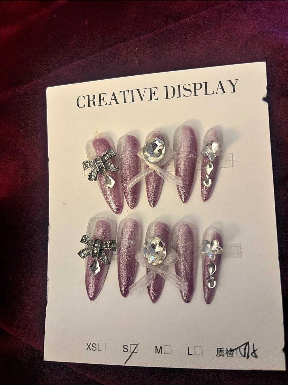 Pink Embellished Press-On Nails XS NWT